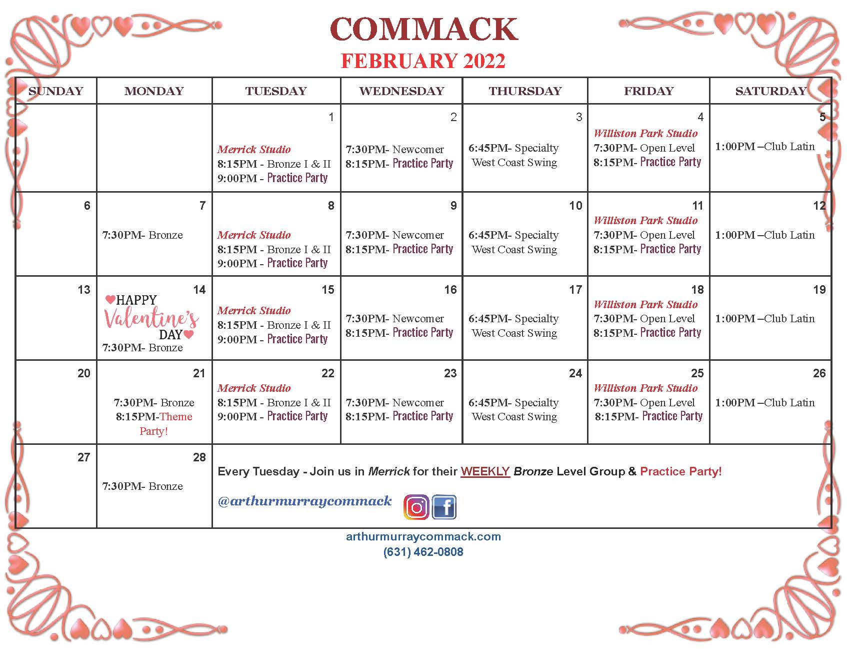 Event Calendar Arthur Murray Commack